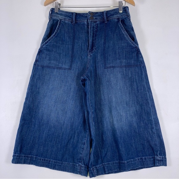 Pilcro Pants - Pilcro Anthropologie Wide Leg Crop Culotte Jeans Sz 27  Denim High Rise Pockets